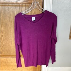 CAbi Purple Relaxed Long Sleeve Blouse